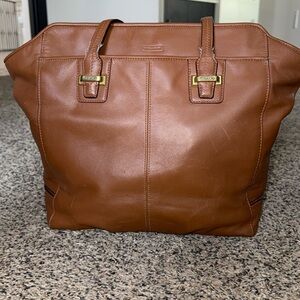 NWT AUTHENTIC COACH F25941 TAYLOR LEATHER NORTH/SOUTH TOTE PURSE SADDLE BROWN
